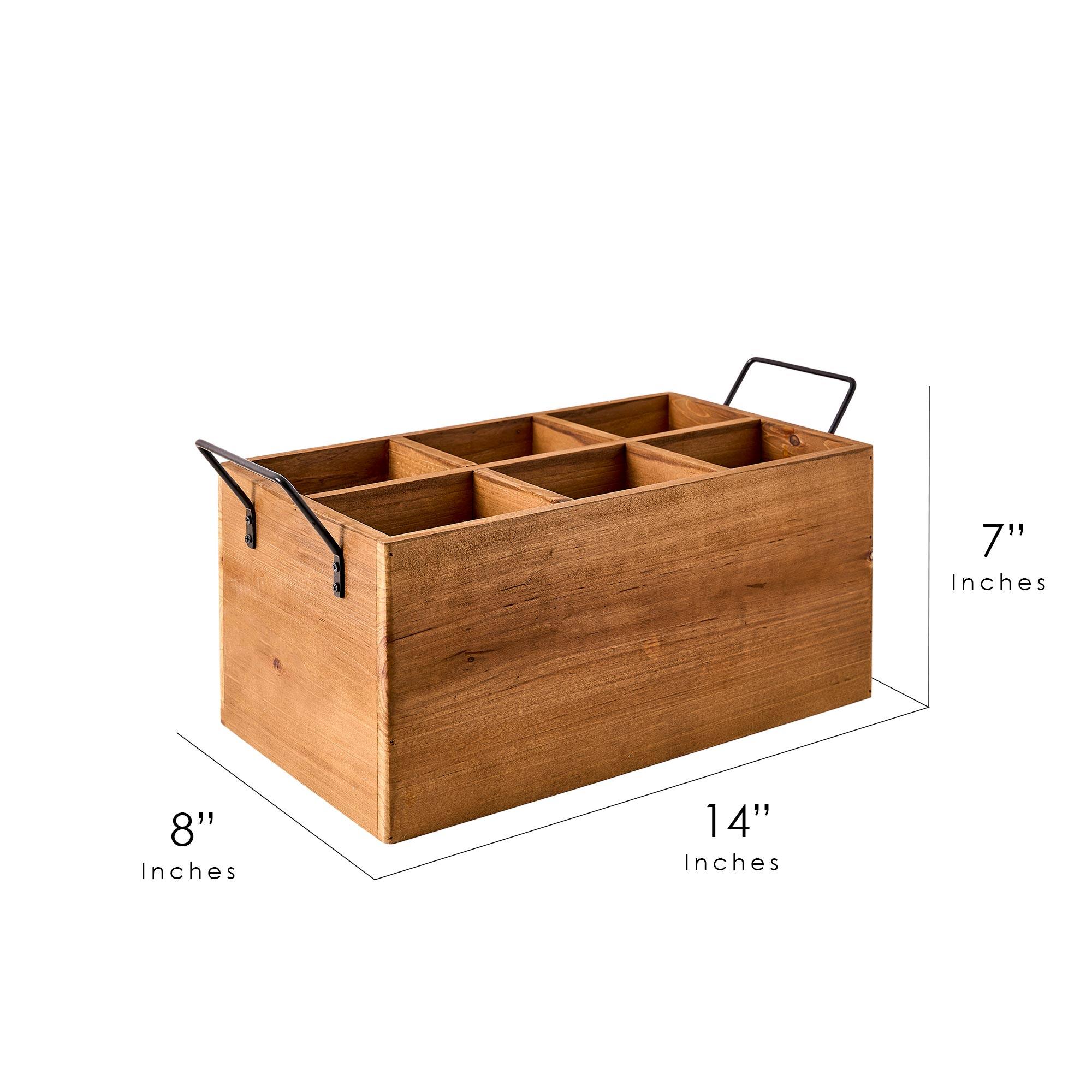 American Art Decor The Bourbon Bar Wood Crate Bottle Holder with Metal Handles - 7" x 14" x 8"